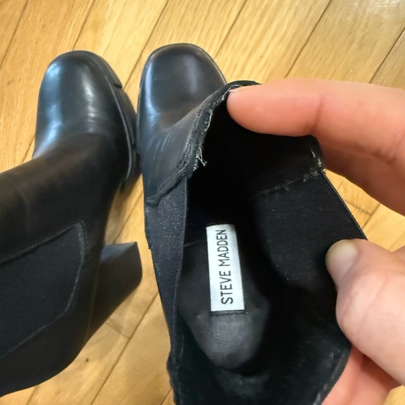 Steve Madden vertex high ankle boots in black leather Chunky Grunge Goth 6.5 - Picture 5 of 11